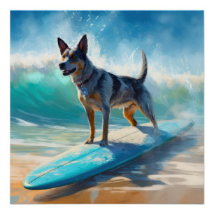 Poster Peinture de Surf sur la Plage au Blue Heeler