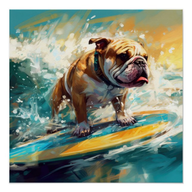 Poster Peinture de surf sur la plage de Bulldog (Devant)