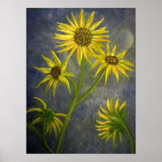 Poster Peinture de tournesol d'art fin Imprimer "Appariti