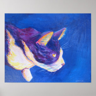 Poster Peinture de Tuxedo Chat pour animaux de com