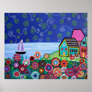 POSTER PEINTURE DE VOILIER FANTAISISTE