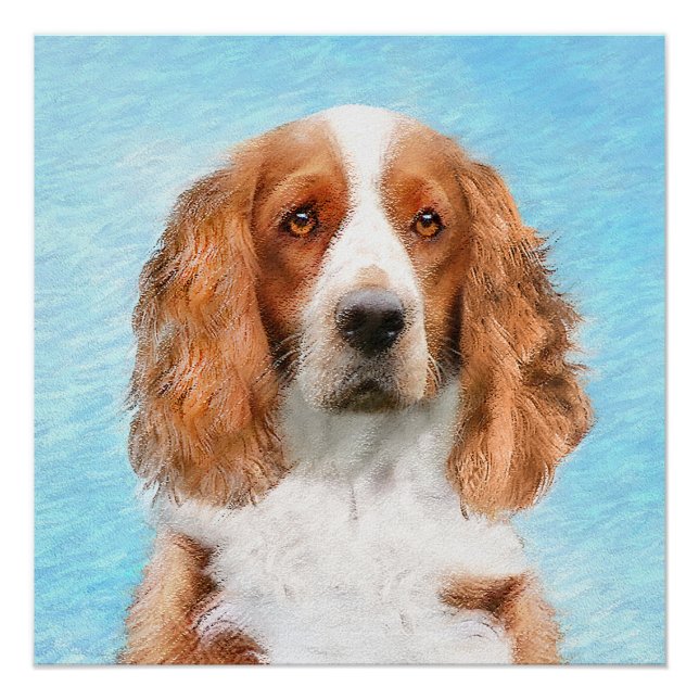 Poster Peinture d'espagnol Welsh Springer - Art original  (Devant)