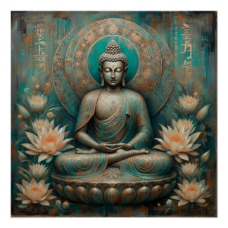 POSTER PEINTURE D'HUILE DE BUDDHA #3