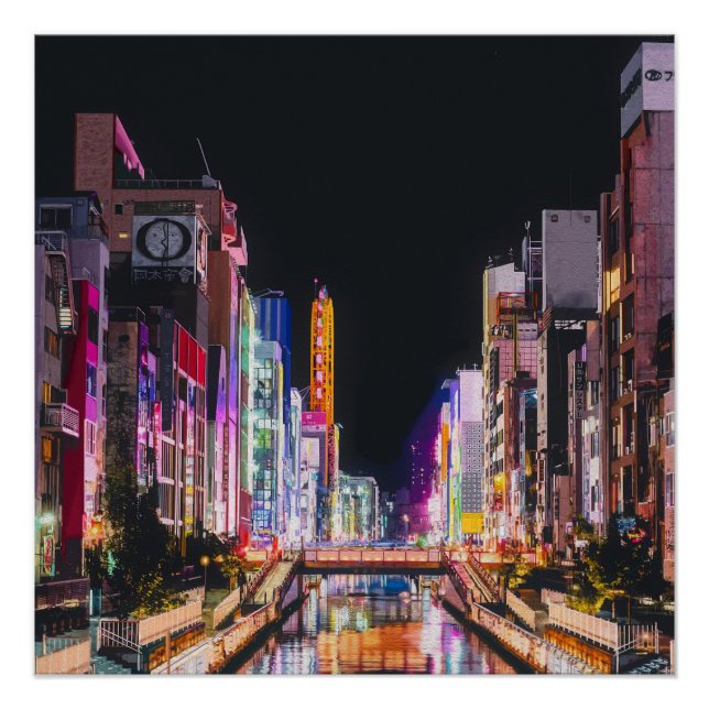 Poster Peinture d'Osaka la nuit  (Devant)