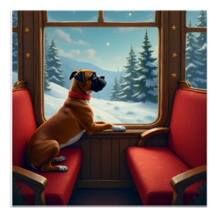 Poster Peinture du voyage en train de Noël de Boxer