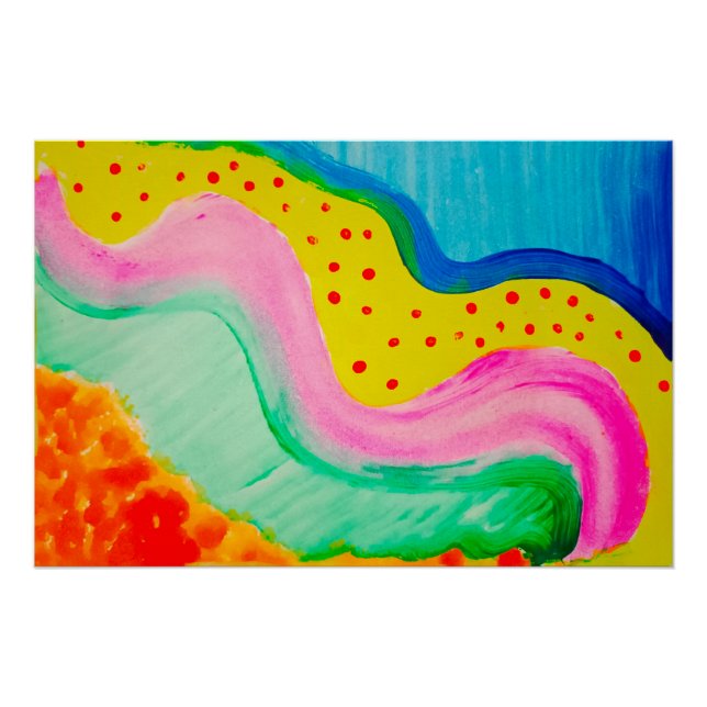 Poster Peinture Éclectique Colorée Art Moderne Dynamique  (Devant)