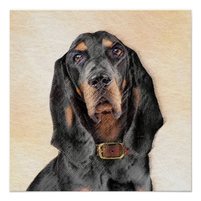 Poster Peinture en noir et blanc - Art original Chien (Devant)