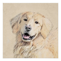 Peinture Golden Retriever - Joli art original chie