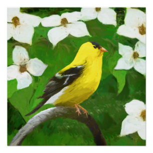 Poster Peinture Goldfinch - Cute Original Chien Art