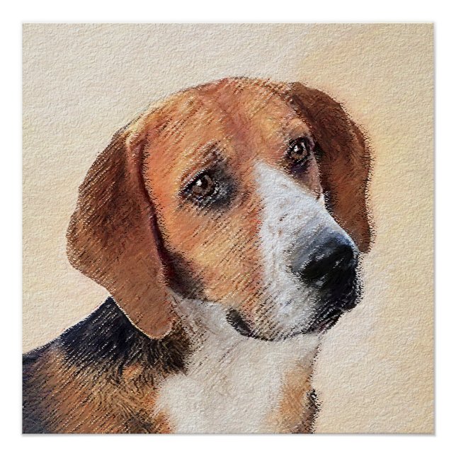 Poster Peinture Harrier - Joli art original chien (Devant)