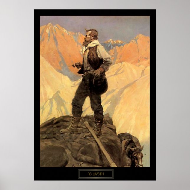 Poster Peinture historique de NC Wyeth "Le Prospecteur" (Devant)