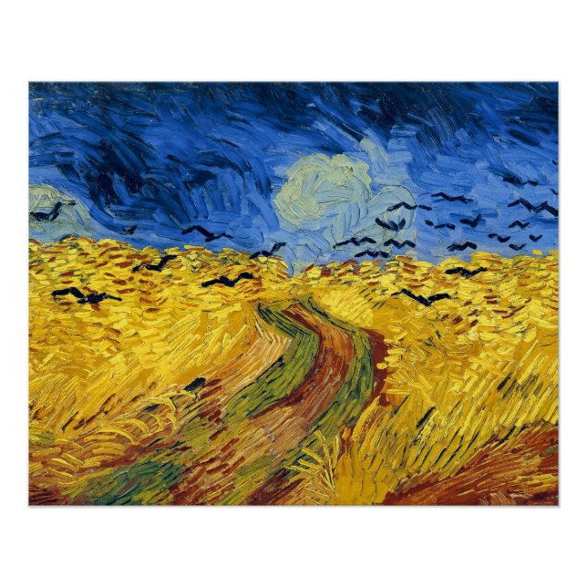Poster Peinture impressionniste Champs de blé de Van Gogh (Devant)