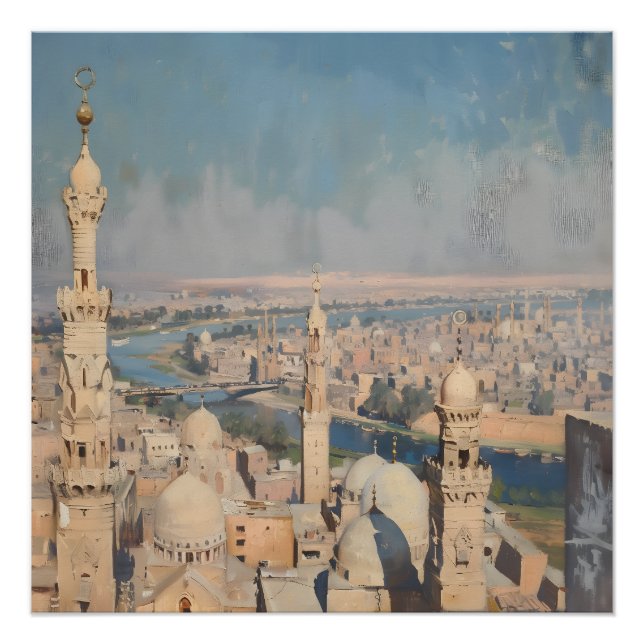 Poster Peinture impressionniste du Caire vers 1900 (Devant)