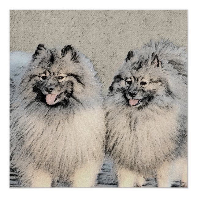 Poster Peinture Keeshond Brothers - Art Chien original (Devant)