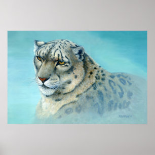 Poster Peinture léopard des neiges