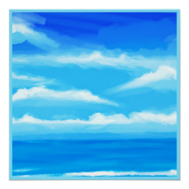 Poster Peinture majestueuse du ciel bleu (Devant)