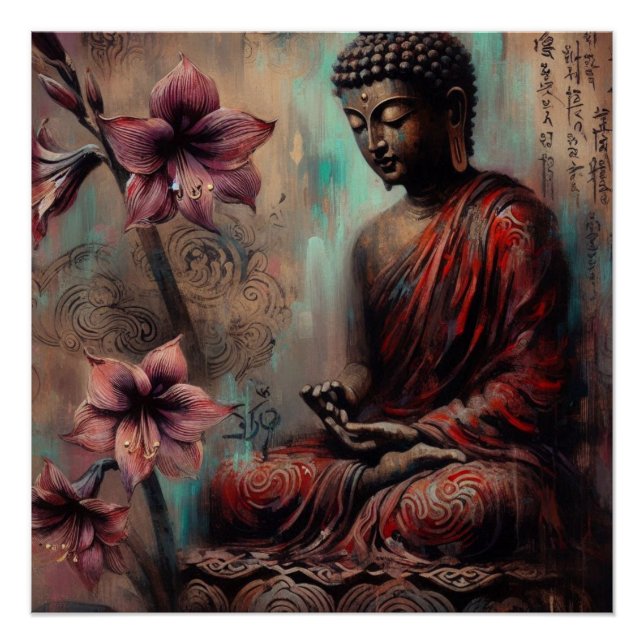 POSTER PEINTURE MÉTALLIQUE BOUDDHA ART #11 (Devant)