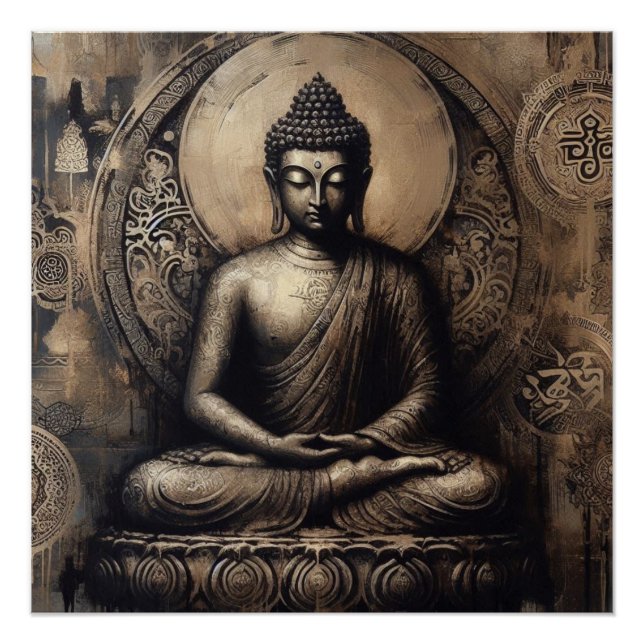 POSTER PEINTURE MÉTALLIQUE BOUDDHA ART #18 (Devant)