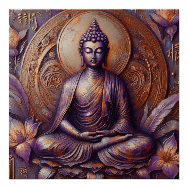 POSTER PEINTURE MÉTALLIQUE BOUDDHA ART #19 (Devant)