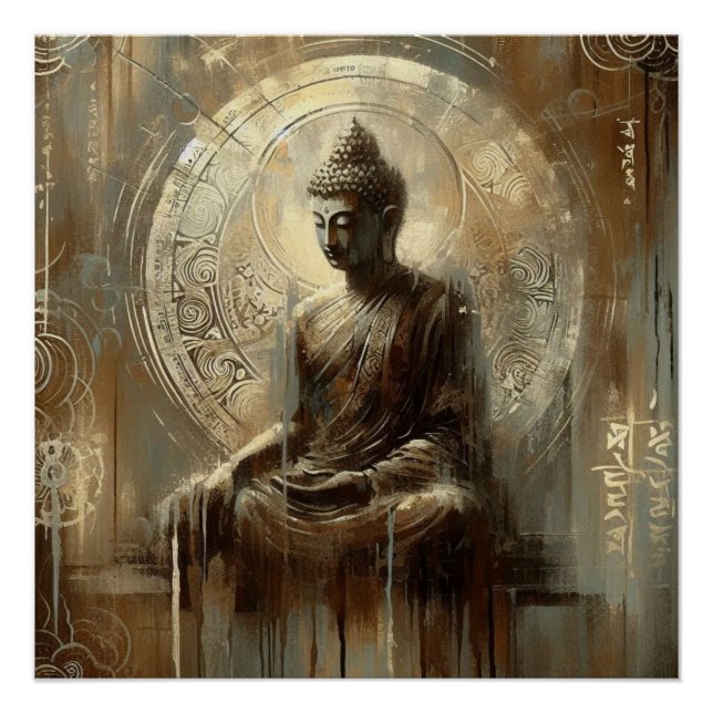 POSTER PEINTURE MÉTALLIQUE BOUDDHA ART #20 (Devant)