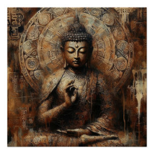 POSTER PEINTURE MÉTALLIQUE BOUDDHA ART #23