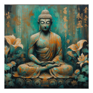 POSTER PEINTURE MÉTALLIQUE BOUDDHA ART #5