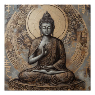 POSTER PEINTURE MÉTALLIQUE BOUDDHA ART #8