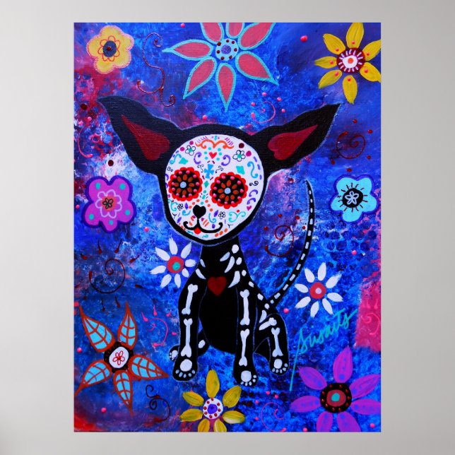 POSTER PEINTURE MEXICAINE CHIHUAHUA DIA DE LOS MUERTOS (Devant)