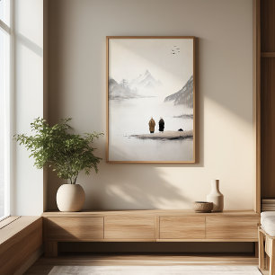 Poster Peinture minimaliste minimaliste d'encre de deux m