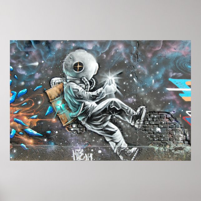 Poster Peinture murale d'astronaute à Astoria Queens New  (Devant)