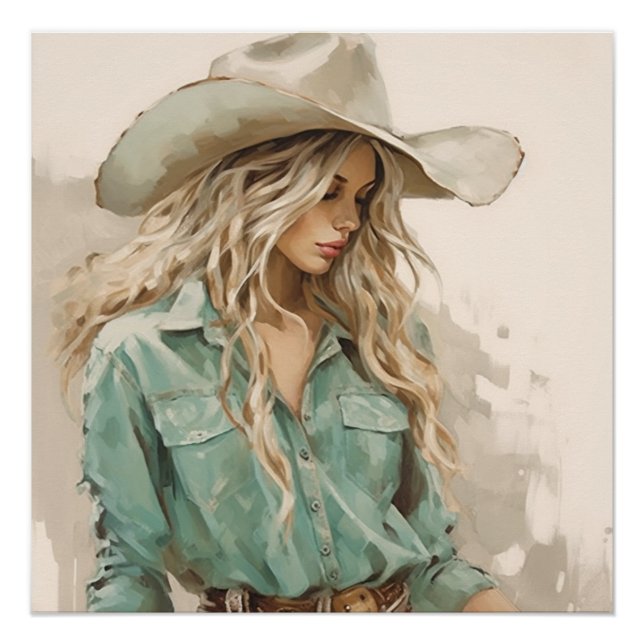 Poster Peinture occidentale : Cowgirl Wall Art (Devant)