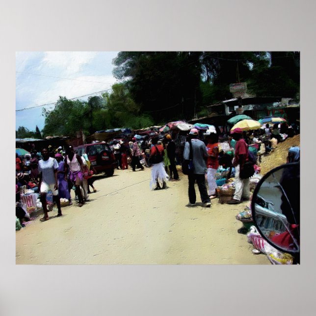 Poster Peinture - Port Au Prince Haïti Marketplace (Devant)