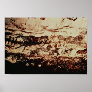 Poster Peinture rocheuse d'une vache sautante