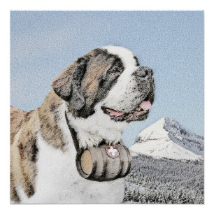 Poster Peinture Saint Bernard - Cute Original Chien Art