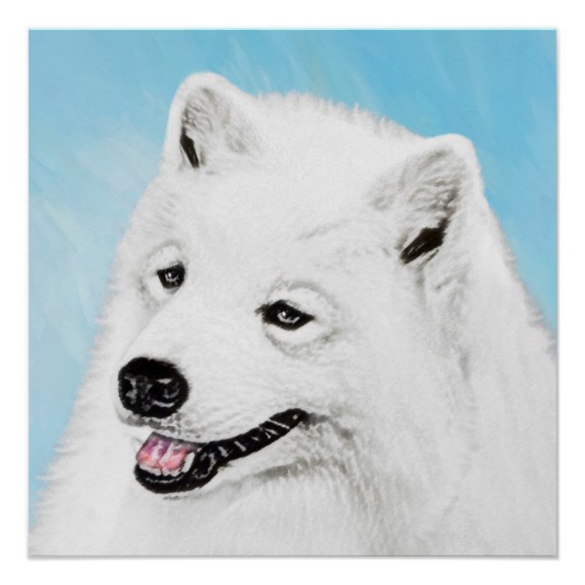 Poster Peinture Samoyed - Cute Original Chien Art (Devant)
