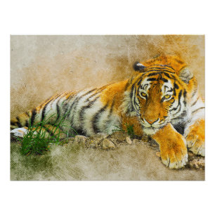 Poster Peinture sur tigre