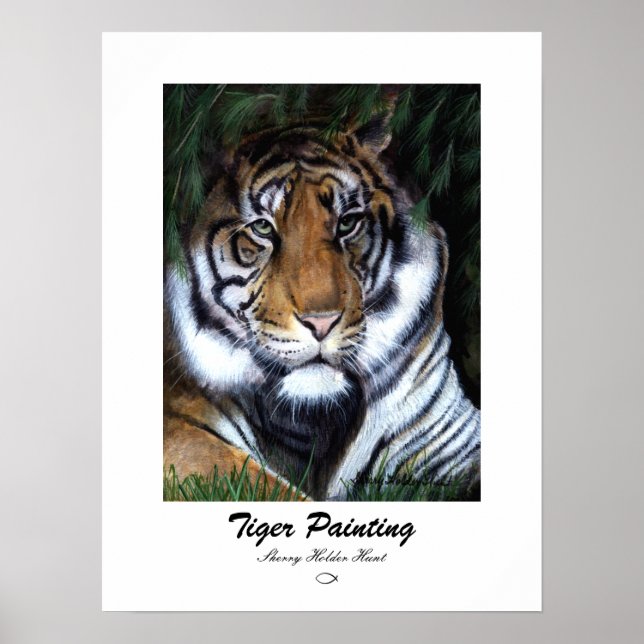 Poster Peinture sur tigre - Customisé (Devant)