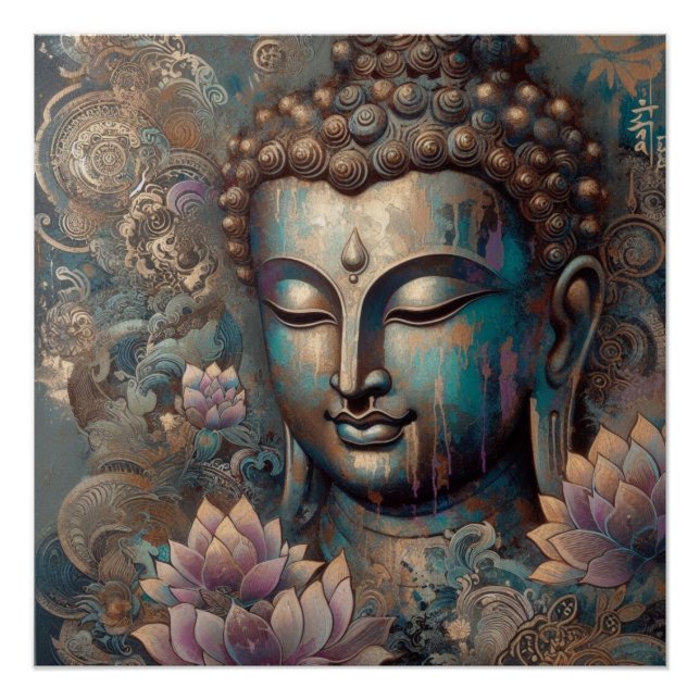 POSTER PEINTURE VISAGE BUDDHA #10 (Devant)