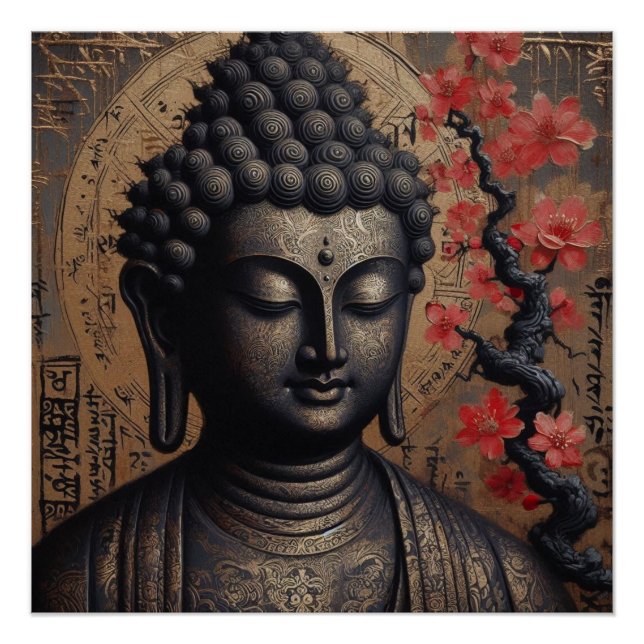 POSTER PEINTURE VISAGE BUDDHA #14 (Devant)