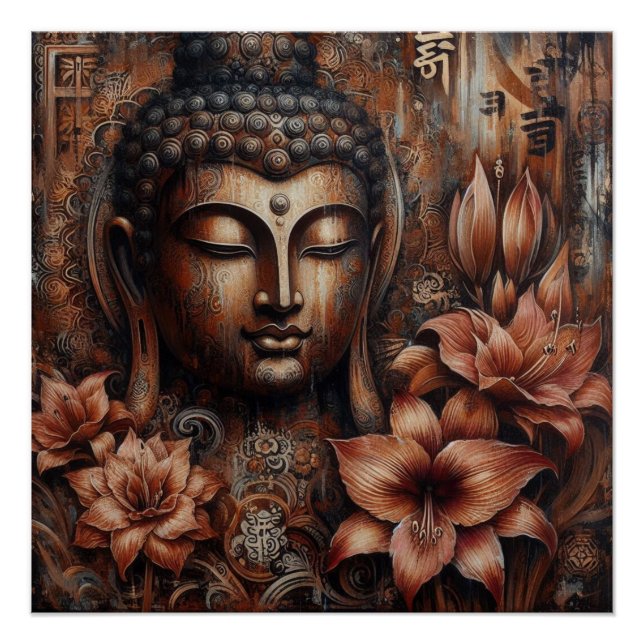 POSTER PEINTURE VISAGE BUDDHA #6 (Devant)