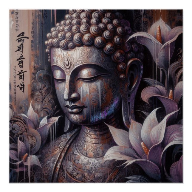 POSTER PEINTURE VISAGE BUDDHA #7 (Devant)