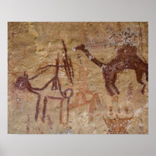 Poster Peintures rupestres préhistoriques avec des chamea