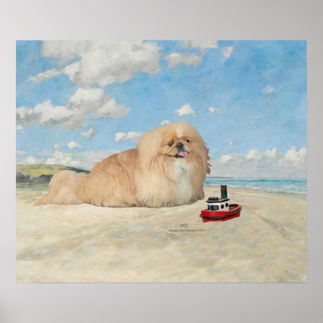 Poster Pékinois au bord de la mer (Devant)