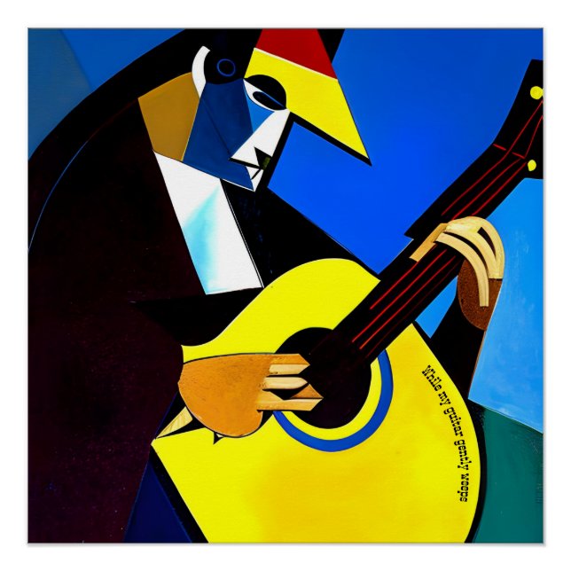 Poster Pendant que ma guitare pleure doucement le guitari (Devant)