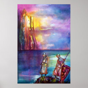 Poster PENDRAGON Chevaliers Médiévaux,Coucher de soleil s