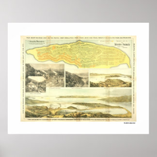 Poster Péninsule du Belvedere, Comté de Marin, vers 1890.