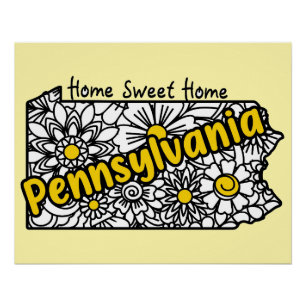 Poster Pennsylvanie Doodle Flowers