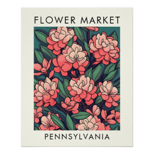 Poster Pennsylvanie State Mountain Laurel Flower Market