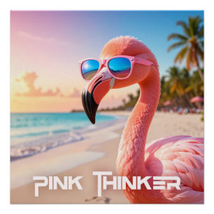 Poster penseur ROSE Flamant Rose