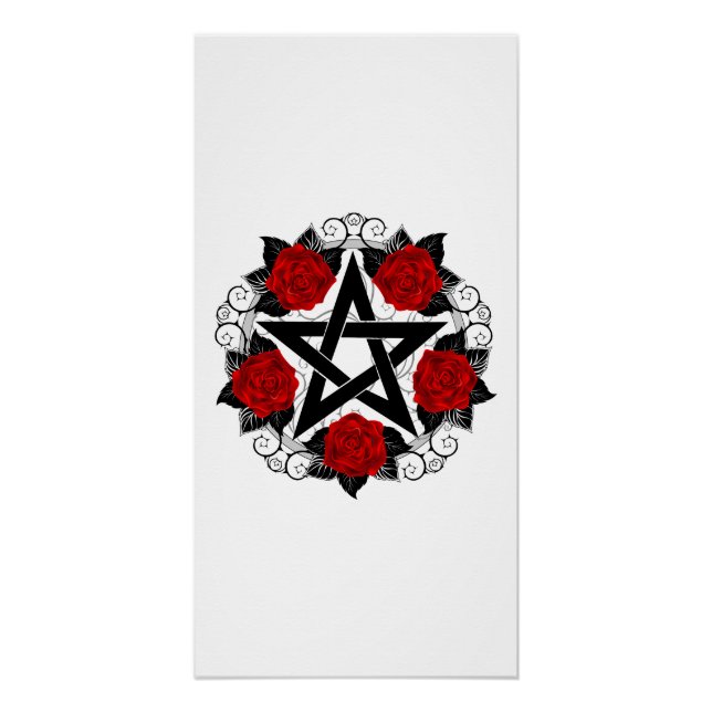 Poster Pentagramme aux roses rouges (Devant)